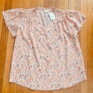 Boutique Flutter Sleeve Peach Blouse